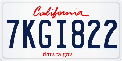 CA license plate 7KGI822