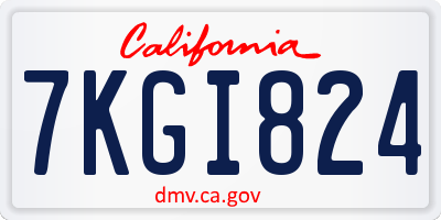 CA license plate 7KGI824