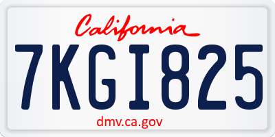 CA license plate 7KGI825