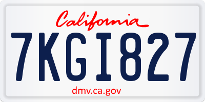CA license plate 7KGI827