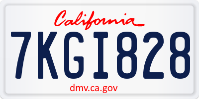 CA license plate 7KGI828