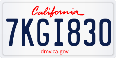 CA license plate 7KGI830