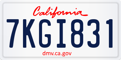 CA license plate 7KGI831