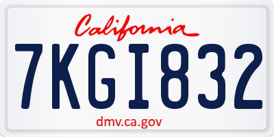 CA license plate 7KGI832