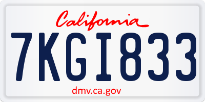 CA license plate 7KGI833