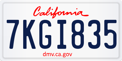 CA license plate 7KGI835