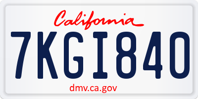 CA license plate 7KGI840