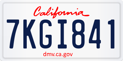 CA license plate 7KGI841