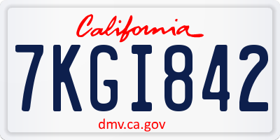 CA license plate 7KGI842