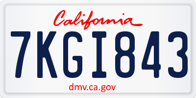 CA license plate 7KGI843