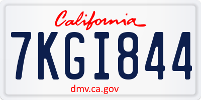 CA license plate 7KGI844