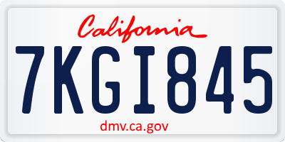CA license plate 7KGI845