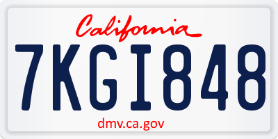CA license plate 7KGI848