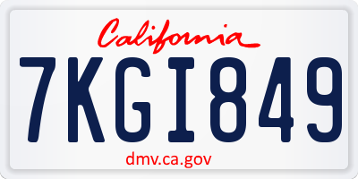 CA license plate 7KGI849