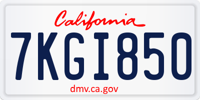 CA license plate 7KGI850