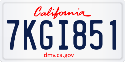 CA license plate 7KGI851