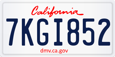 CA license plate 7KGI852