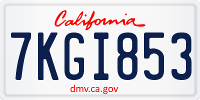CA license plate 7KGI853
