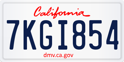 CA license plate 7KGI854