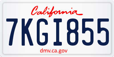 CA license plate 7KGI855