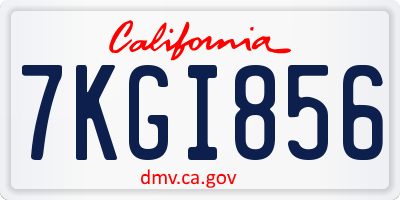 CA license plate 7KGI856