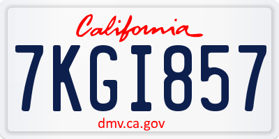 CA license plate 7KGI857