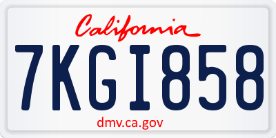 CA license plate 7KGI858