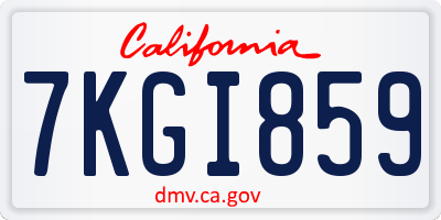 CA license plate 7KGI859