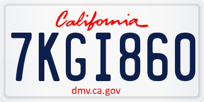 CA license plate 7KGI860