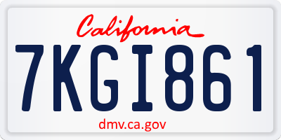 CA license plate 7KGI861