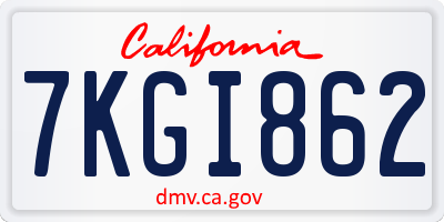CA license plate 7KGI862