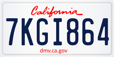 CA license plate 7KGI864
