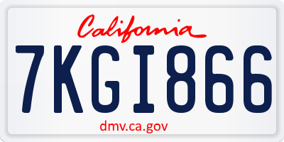 CA license plate 7KGI866