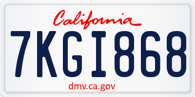 CA license plate 7KGI868