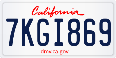 CA license plate 7KGI869
