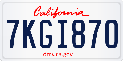 CA license plate 7KGI870