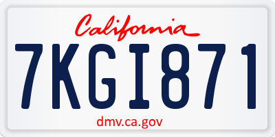 CA license plate 7KGI871