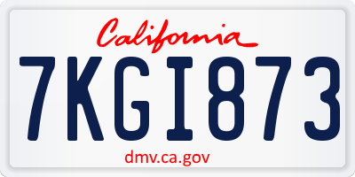 CA license plate 7KGI873