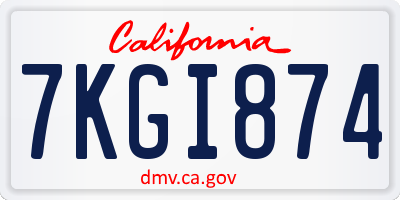 CA license plate 7KGI874