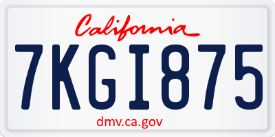 CA license plate 7KGI875