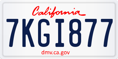 CA license plate 7KGI877