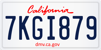 CA license plate 7KGI879