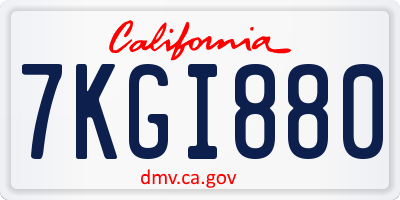 CA license plate 7KGI880