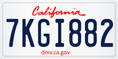 CA license plate 7KGI882