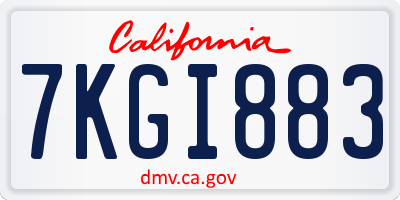 CA license plate 7KGI883