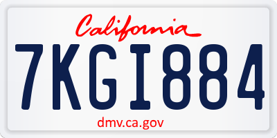 CA license plate 7KGI884