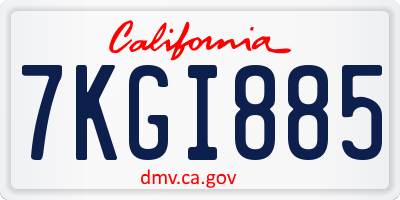 CA license plate 7KGI885