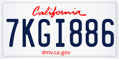 CA license plate 7KGI886