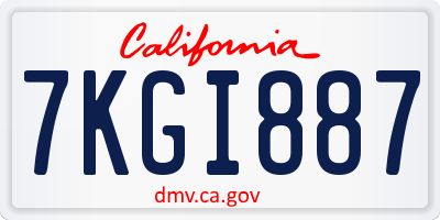CA license plate 7KGI887
