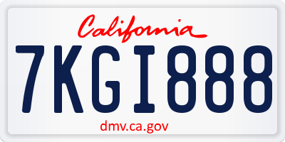 CA license plate 7KGI888
